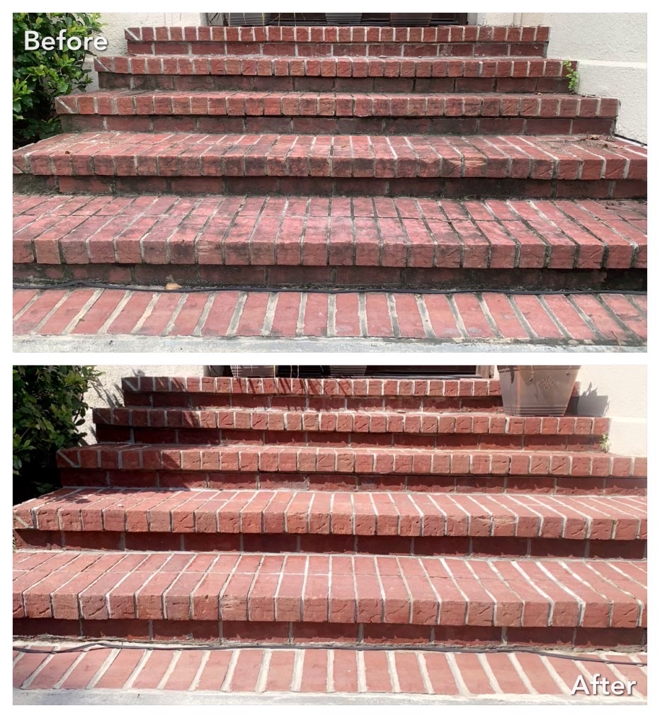 Brick Stairway Before and After in Jacksonville, NC