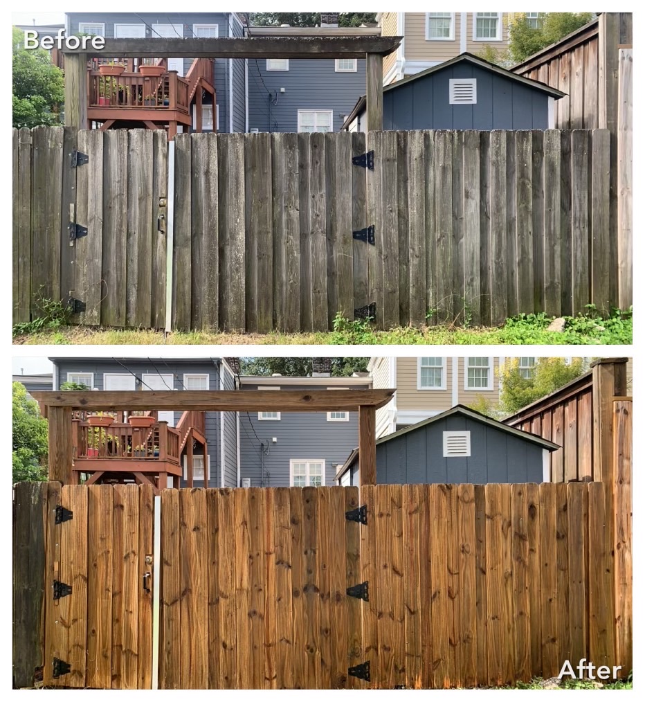 Fence Cleaning Before and After Jacksonville, NC